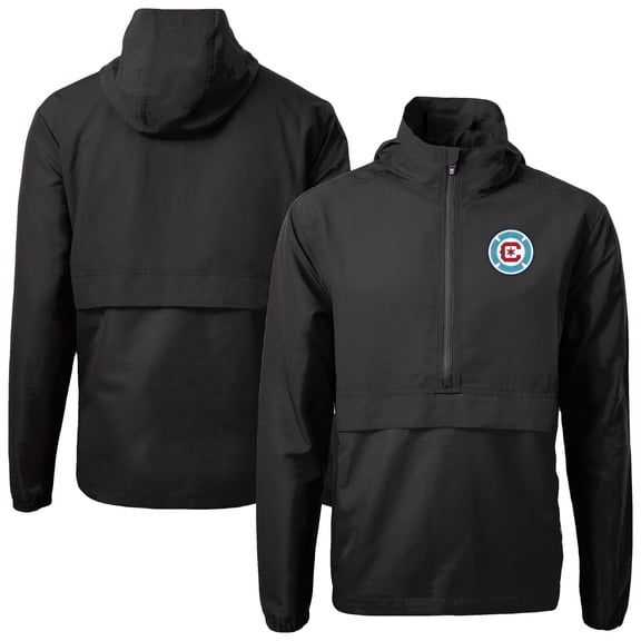 Men's-Cutter & Buck Black Chicago Fire Charter Eco Recycled Anorak Jacket