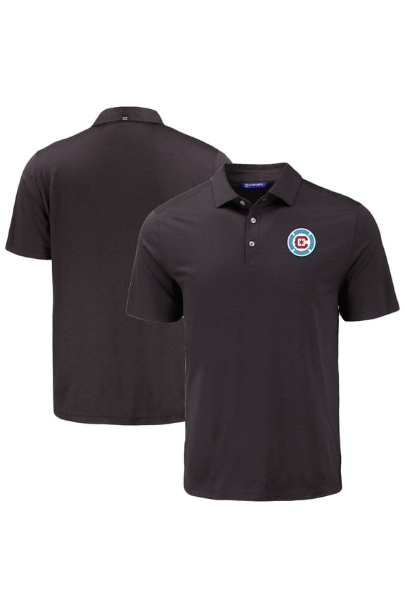 Men's Cutter & Buck Black Chicago Fire Coastline Epic Comfort Eco Recycled Polo