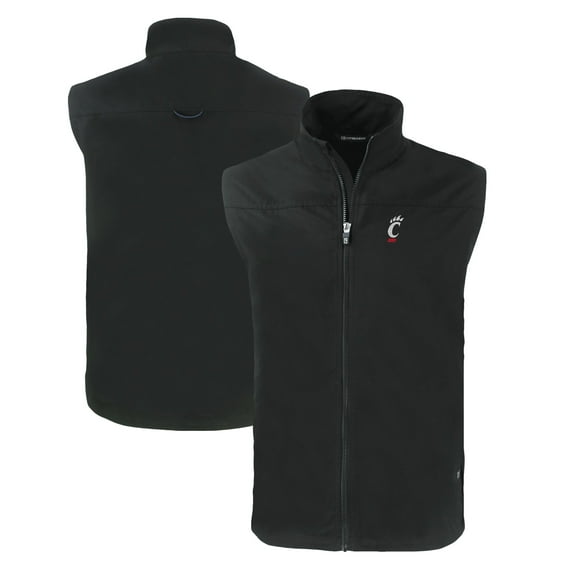 Men's Cutter & Buck Black Cincinnati Bearcats Charter Eco Recycled Full-Zip Vest