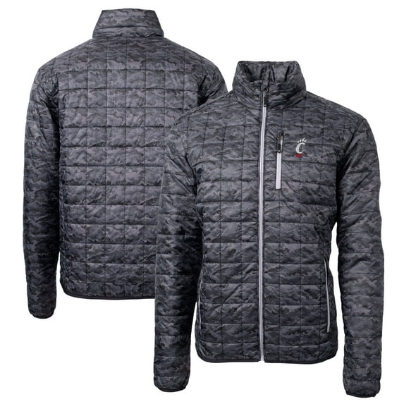 Men's Cutter & Buck Black Cincinnati Bearcats Rainier Primaloft Eco Full-Zip Hooded Jacket