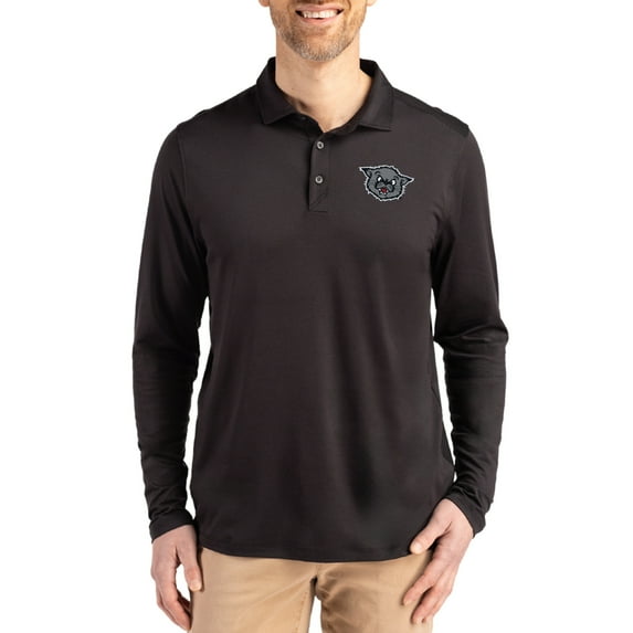 Men's Cutter & Buck Black Cincinnati Bearcats Vault Coastline Epic Comfort Long-Sleeve Polo