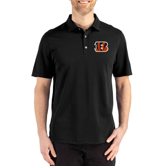 Men's Cutter & Buck Black Cincinnati Bengals Big & Tall Advantage Refresh Epic Confidence Recycled Tri-Blend Pique Polo