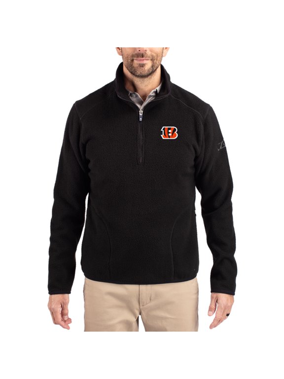 Men's Cutter & Buck Black Cincinnati Bengals Cascade Eco Sherpa Fleece Quarter-Zip Pullover Jacket