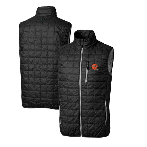 Men's Cutter & Buck Black Cincinnati Bengals Throwback Logo Rainier PrimaLoft Eco Insulated Full-Zip Puffer Vest