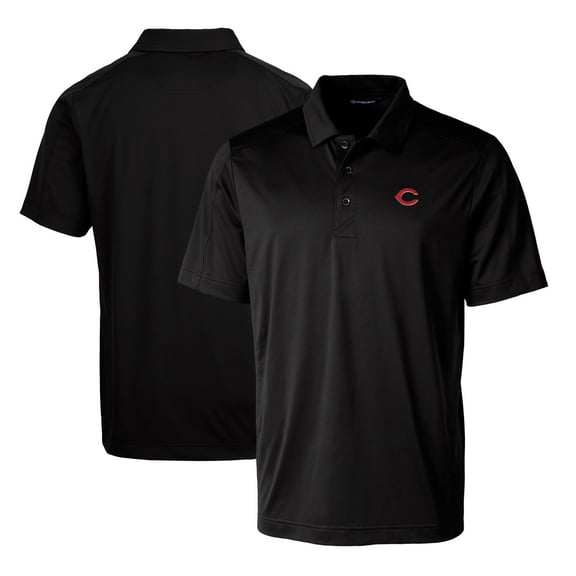 Men's Cutter & Buck Black Cincinnati Reds Prospect Textured Stretch Polo