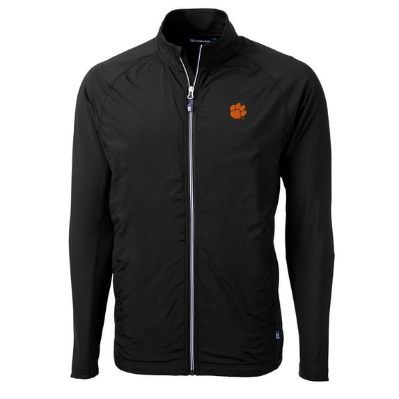 Men's Cutter & Buck Black Clemson Tigers Adapt Eco Knit Full-Zip Jacket