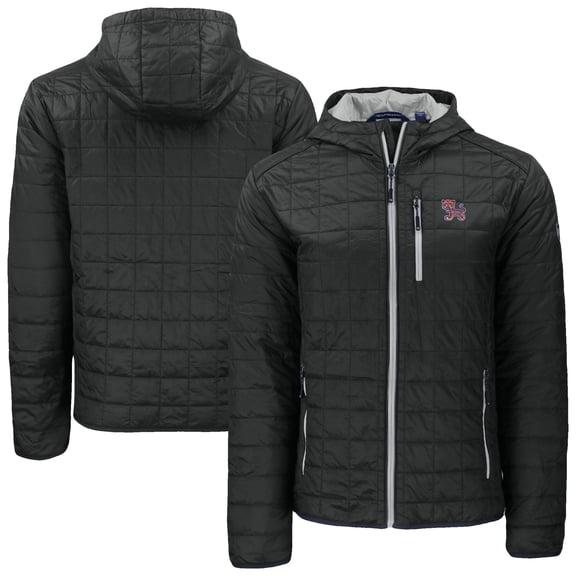Men's-Cutter & Buck Black Clemson Tigers Rainier Eco PrimaLoft Hooded Full-Zip Jacket