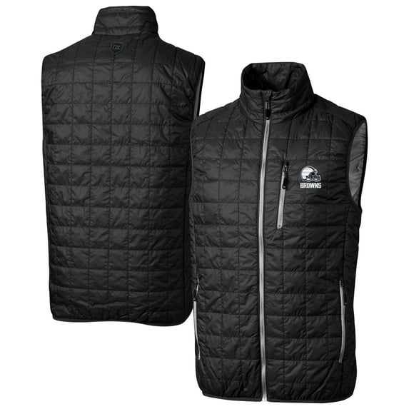 Men's Cutter & Buck Black Cleveland Browns Rainier PrimaLoft- Eco Insulated Full-Zip Puffer Vest