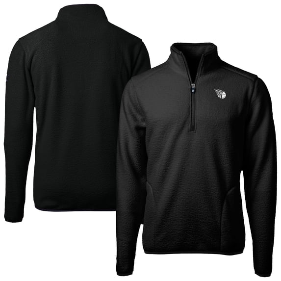 Men's Cutter & Buck Black Cleveland Guardians Cascade Eco Fleece Quarter-Zip Jacket