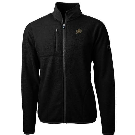 Men's Cutter & Buck Black Colorado Buffaloes Team Logo Cascade Eco Sherpa Fleece Full-Zip Jacket