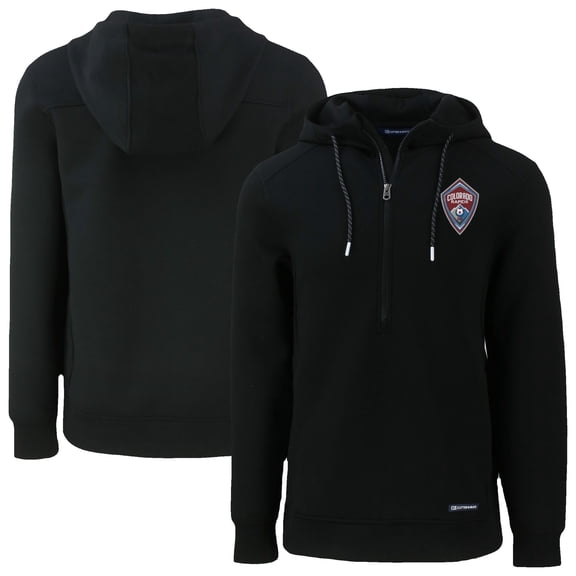 Men's-Cutter & Buck  Black Colorado Rapids Roam Eco Half-Zip Recycled Pullover Hoodie