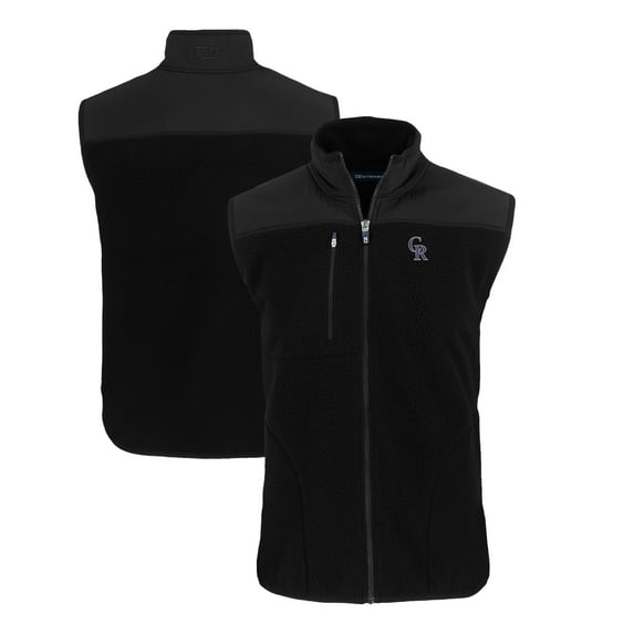 Men's Cutter & Buck Black Colorado Rockies Cascade Eco Sherpa Fleece Full-Zip Vest