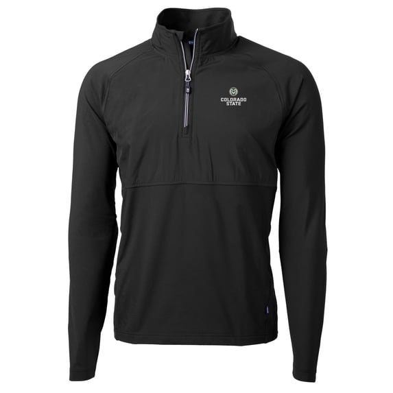 Men's Cutter & Buck Black Colorado State Rams Adapt Eco Knit Hybrid Recycled Quarter-Zip Pullover Top