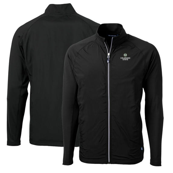 Men's Cutter & Buck Black Colorado State Rams Big & Tall Adapt Eco Knit Hybrid Recycled Full-Zip Jacket