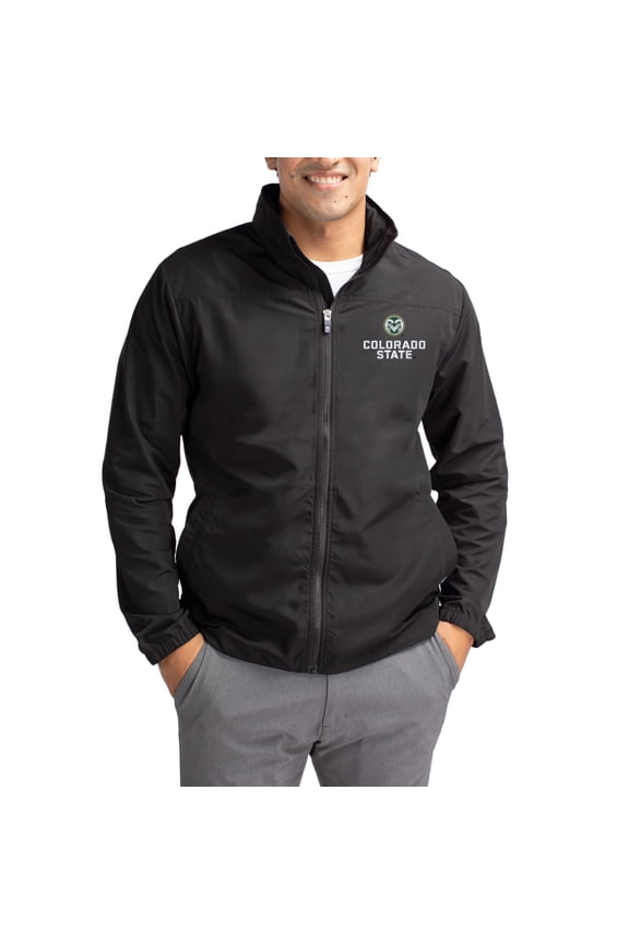 Men's Cutter & Buck Black Colorado State Rams Charter Eco Recycled Full-Zip Jacket