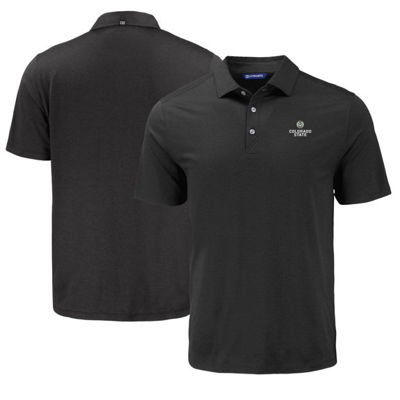 Men's Cutter & Buck Black Colorado State Rams Coastline Epic Comfort Eco Recycled Polo