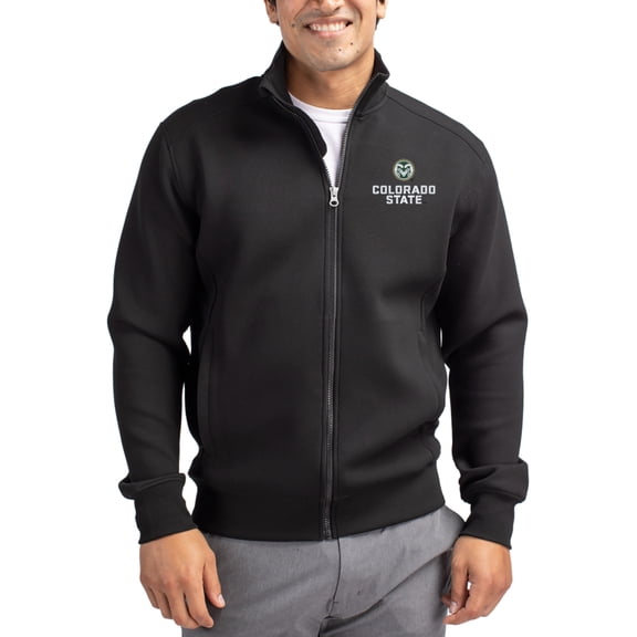 Men's-Cutter & Buck  Black Colorado State Rams Roam Eco Recycled Full-Zip Jacket