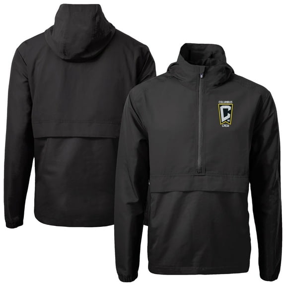 Men's-Cutter & Buck Black Columbus Crew Charter Eco Recycled Anorak Jacket