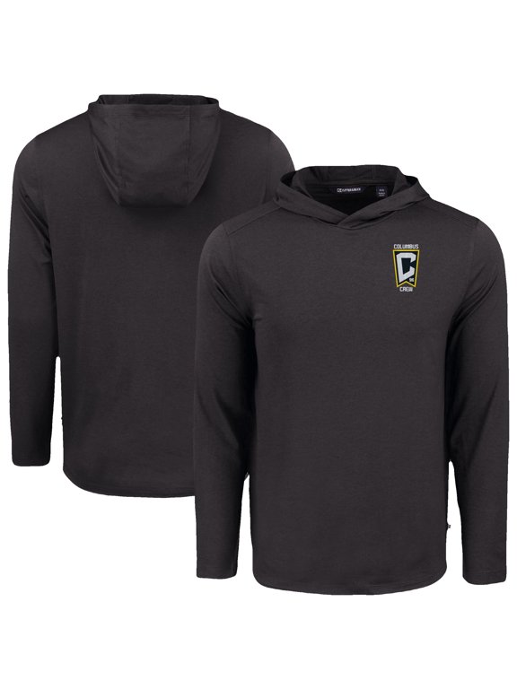 Men's Cutter & Buck Black Columbus Crew Coastline Epic Comfort Eco Recycled Long Sleeve Hoodie T-Shirt