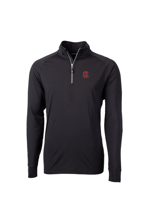 Men's Cutter & Buck Black Cornell Big Red Big & Tall Adapt Eco Knit Quarter-Zip Pullover Jacket
