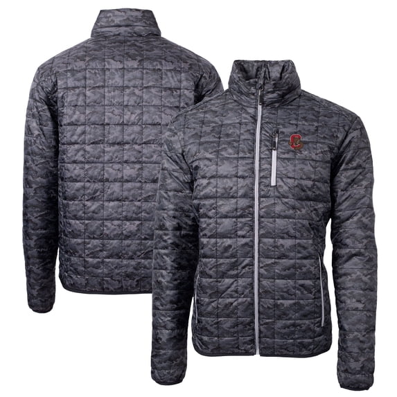 Men's Cutter & Buck Black Cornell Big Red Rainier Primaloft Eco Full-Zip Hooded Jacket