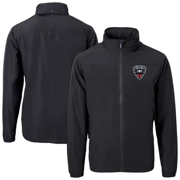 Men's Cutter & Buck Black D.C. United Big & Tall Charter Eco Knit Recycled Full-Zip Hoodie Jacket