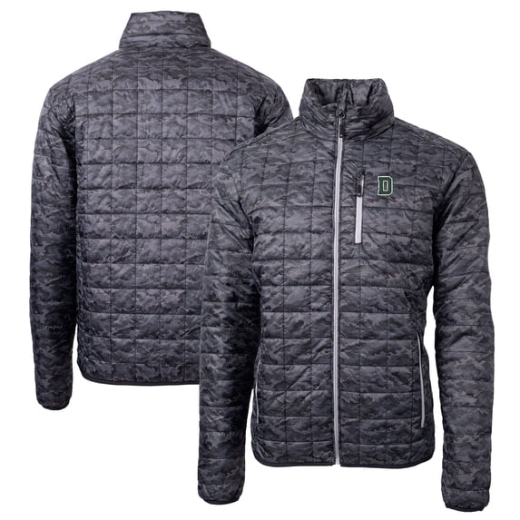 Men's Cutter & Buck Black Dartmouth Big Green Rainier Primaloft Eco Full-Zip Hooded Jacket
