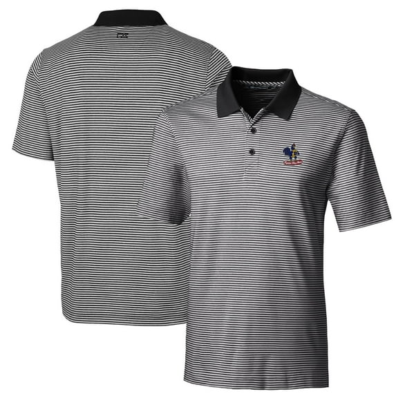 Men's Cutter & Buck Black Delaware Fightin' Blue Hens Big & Tall Forge Tonal Stripe Stretch Polo