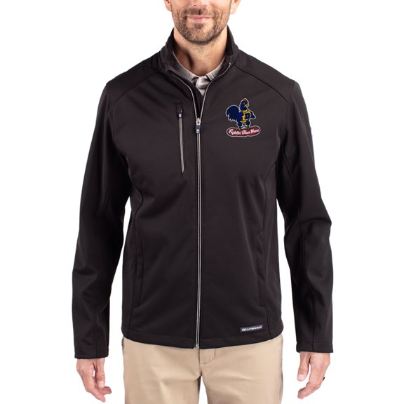 Men's Cutter & Buck Black Delaware Fightin' Blue Hens Evoke Eco Softshell Recycled Full-Zip Jacket