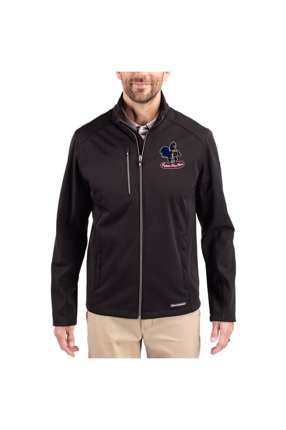 Men's Cutter & Buck Black Delaware Fightin' Blue Hens Evoke Eco Softshell Recycled Full-Zip Jacket