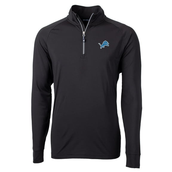 Men's Cutter & Buck Black Detroit Lions Adapt Eco Knit Quarter-Zip Pullover Jacket