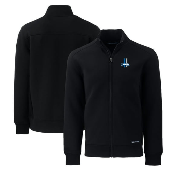 Men's Cutter & Buck Black Detroit Lions Big & Tall  Roam Eco Recycled Full-Zip Jacket
