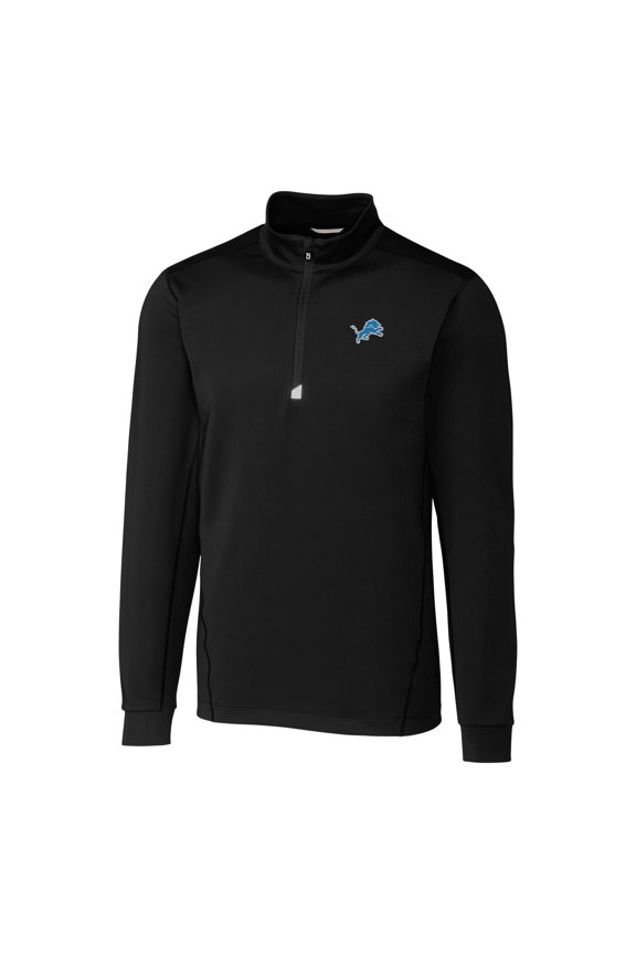 Men's Cutter & Buck Black Detroit Lions Big & Tall Traverse Half-Zip Pullover Jacket