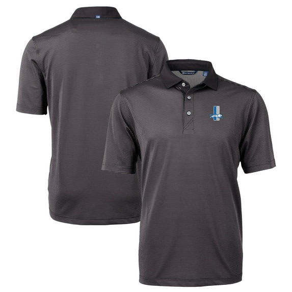 Men's Cutter & Buck Black Detroit Lions Big & Tall Virtue Eco Pique Micro Stripe DryTec Tri-Blend Recycled Polo