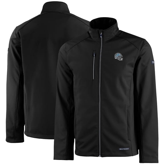 Men's Cutter & Buck Black Detroit Lions Evoke Eco Softshell Recycled Full-Zip Jacket