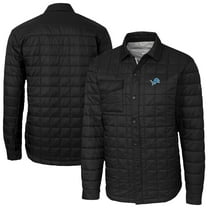 Men's Cutter & Buck  Black Detroit Lions  Rainier PrimaLoft Eco Insulated Quilted Full-Snap Shacket