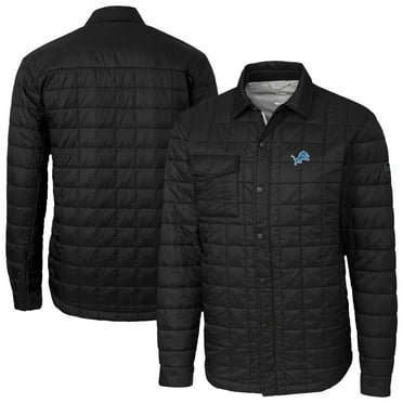 Men's Cutter & Buck  Black Detroit Lions  Rainier PrimaLoft Eco Insulated Quilted Full-Snap Shacket
