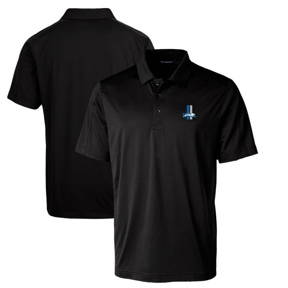 Men's Cutter & Buck Black Detroit Lions Throwback Logo Prospect Textured Stretch Polo