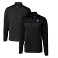 thumbnail image 1 of Men's Cutter & Buck Black Detroit Lions Throwback Logo Traverse Stripe Stretch Quarter-Zip Pullover Top, 1 of 3