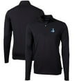 thumbnail image 1 of Men's Cutter & Buck Black Detroit Lions Throwback Logo Virtue Eco Pique Recycled Quarter-Zip Pullover Top, 1 of 3