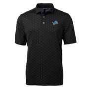 Mens Cutter & Buck Black Detroit Lions Virtue Eco Pique Tile Print Polo