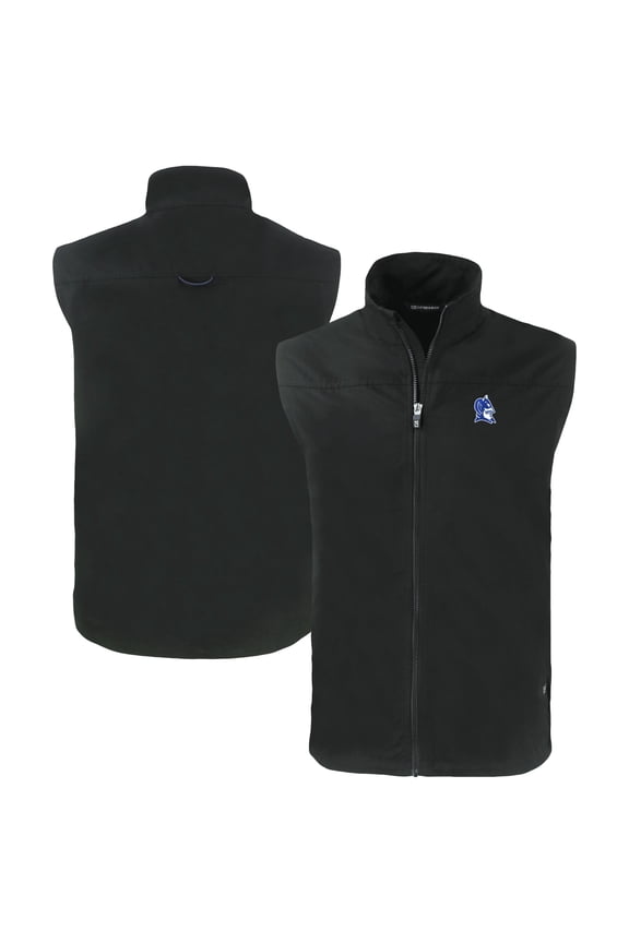 Men's Cutter & Buck Black Duke Blue Devils -Charter Eco Recycled Full-Zip Vest