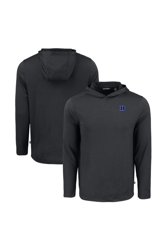 Men's Cutter & Buck  Black Duke Blue Devils Coastline Epic Comfort Eco Recycled Long Sleeve Hoodie T-Shirt