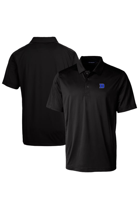 Men's Cutter & Buck Black Duke Blue Devils Prospect Eco Textured Stretch Recycled DryTec Polo