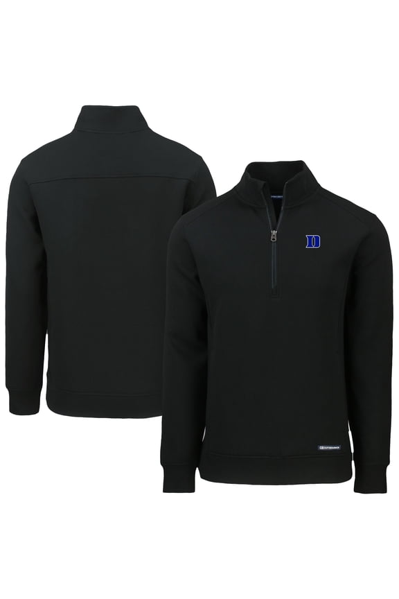 Men's Cutter & Buck  Black Duke Blue Devils Roam Eco Recycled Quarter-Zip Top