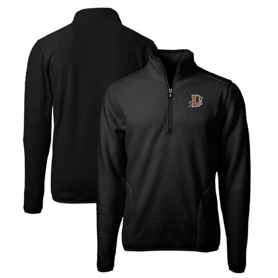 Men's Cutter & Buck Black Durham Bulls Big & Tall Cascade Eco Sherpa Fleece Quarter-Zip Pullover Jacket