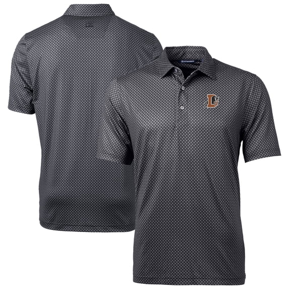 Men's Cutter & Buck Black Durham Bulls Pike Banner Print Stretch Polo
