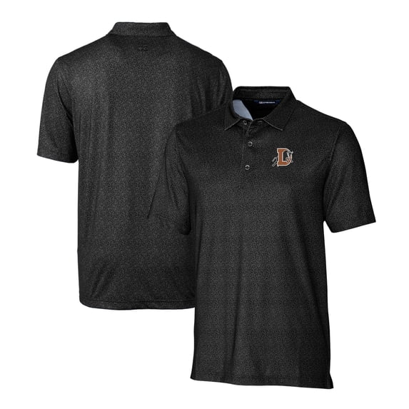 Men's Cutter & Buck Black Durham Bulls Pike Micro Floral Stretch Polo
