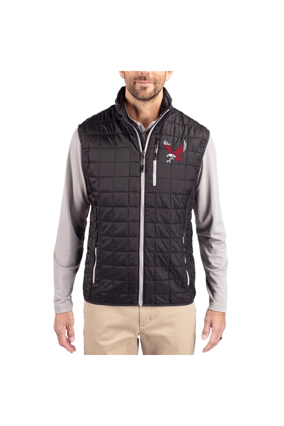 Men's-Cutter & Buck  Black Eastern Washington Eagles Rainier Eco Insulated PrimaLoft Full-Zip Puffer Vest