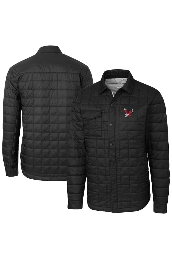 Men's-Cutter & Buck Black Eastern Washington Eagles Ranier Eco Insulated PrimaLoft Full-Snap Shacket